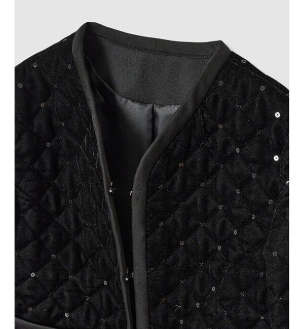 LOULOU WILLOUGHBY「【LOULOU WILLOUGHBY】ベロアキルティングショートジャケット」|ノーカラージャケット|