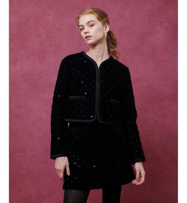 LOULOU WILLOUGHBY「【LOULOU WILLOUGHBY】ベロアキルティングミニスカート」|スカート|