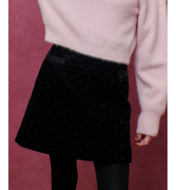 LOULOU WILLOUGHBY「【LOULOU WILLOUGHBY】ベロアキルティングミニスカート」|スカート|