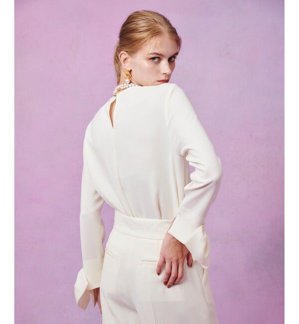 LOULOU WILLOUGHBY「【LOULOU WILLOUGHBY】ダブルクロス袖リボンブラウス」|シャツ・ブラウス|