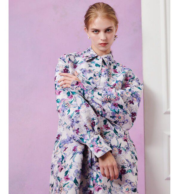 LOULOU WILLOUGHBY「【LOULOU WILLOUGHBY】LIMONTAフラワージャガードシャツワンピース」|ワンピース|