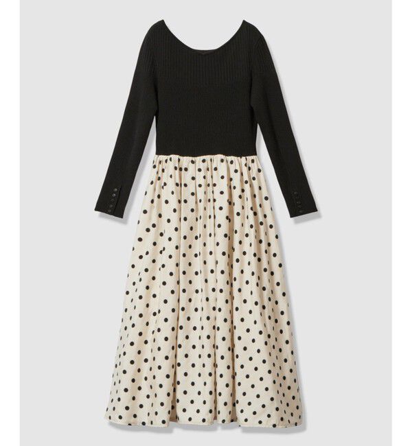 allureville「ドット柄ドッキングニットワンピース」|ワンピース|