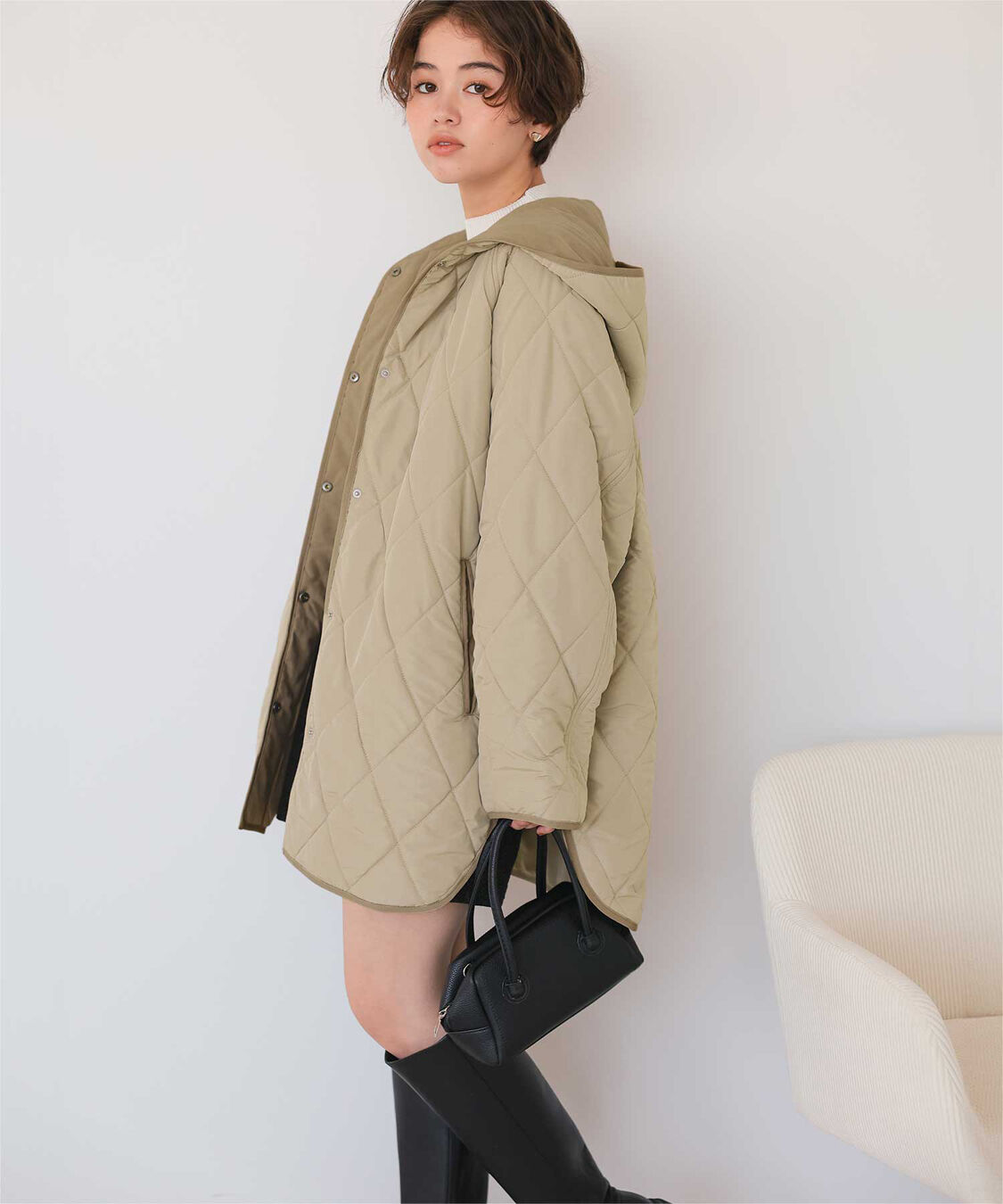 titivate「フーデットキルティングショートコート」|その他|