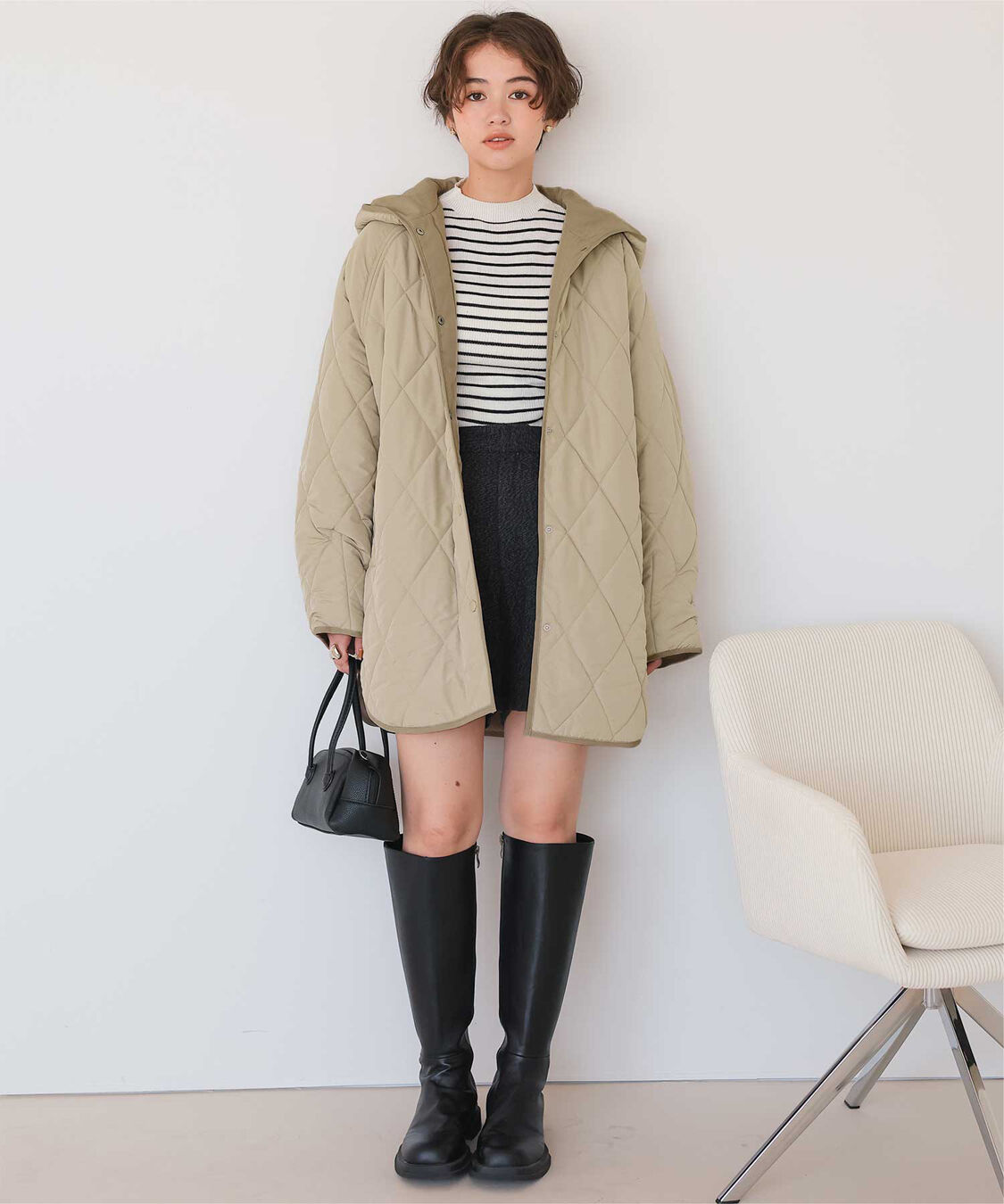 titivate「フーデットキルティングショートコート」|その他|