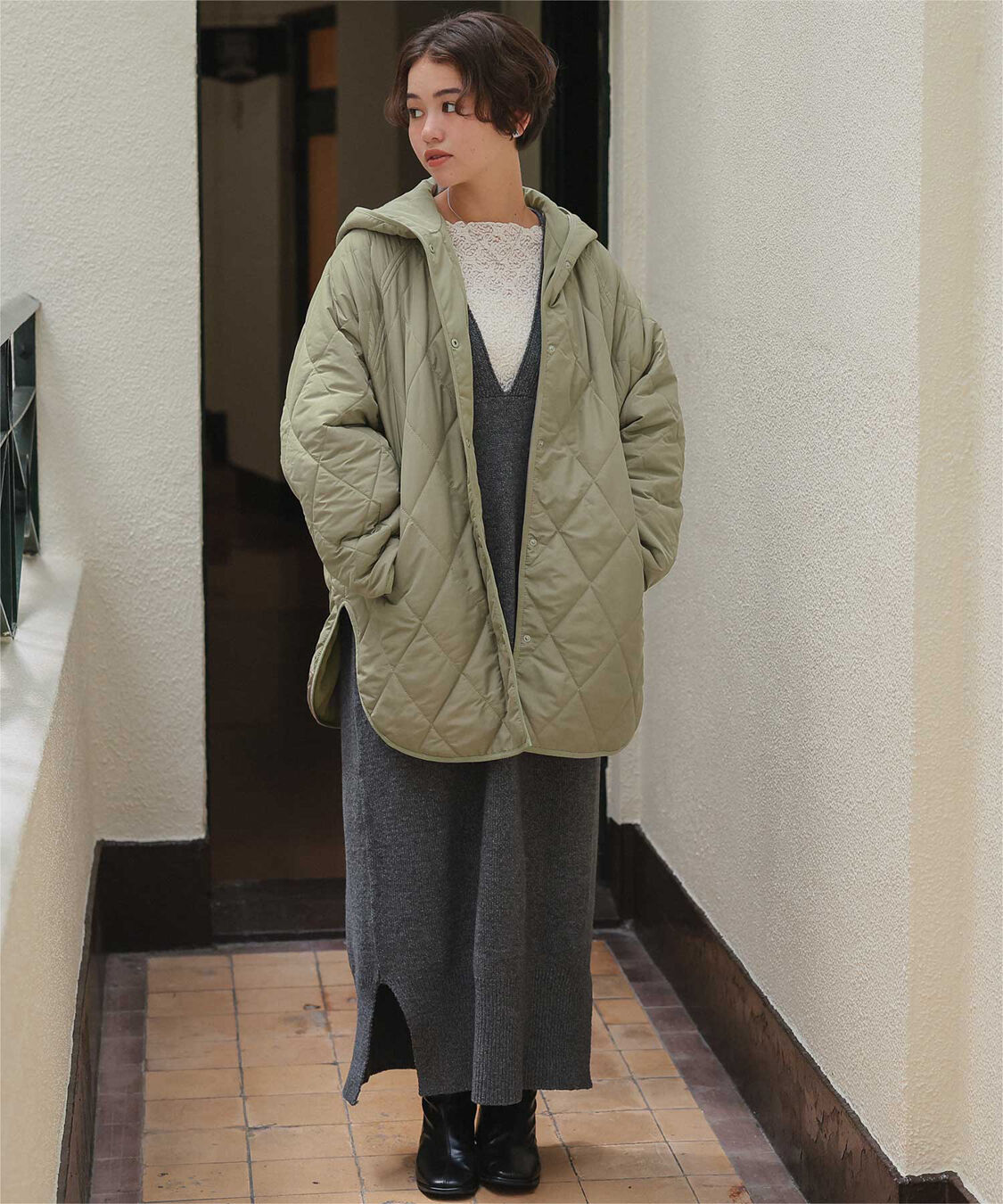 titivate「フーデットキルティングショートコート」|その他|