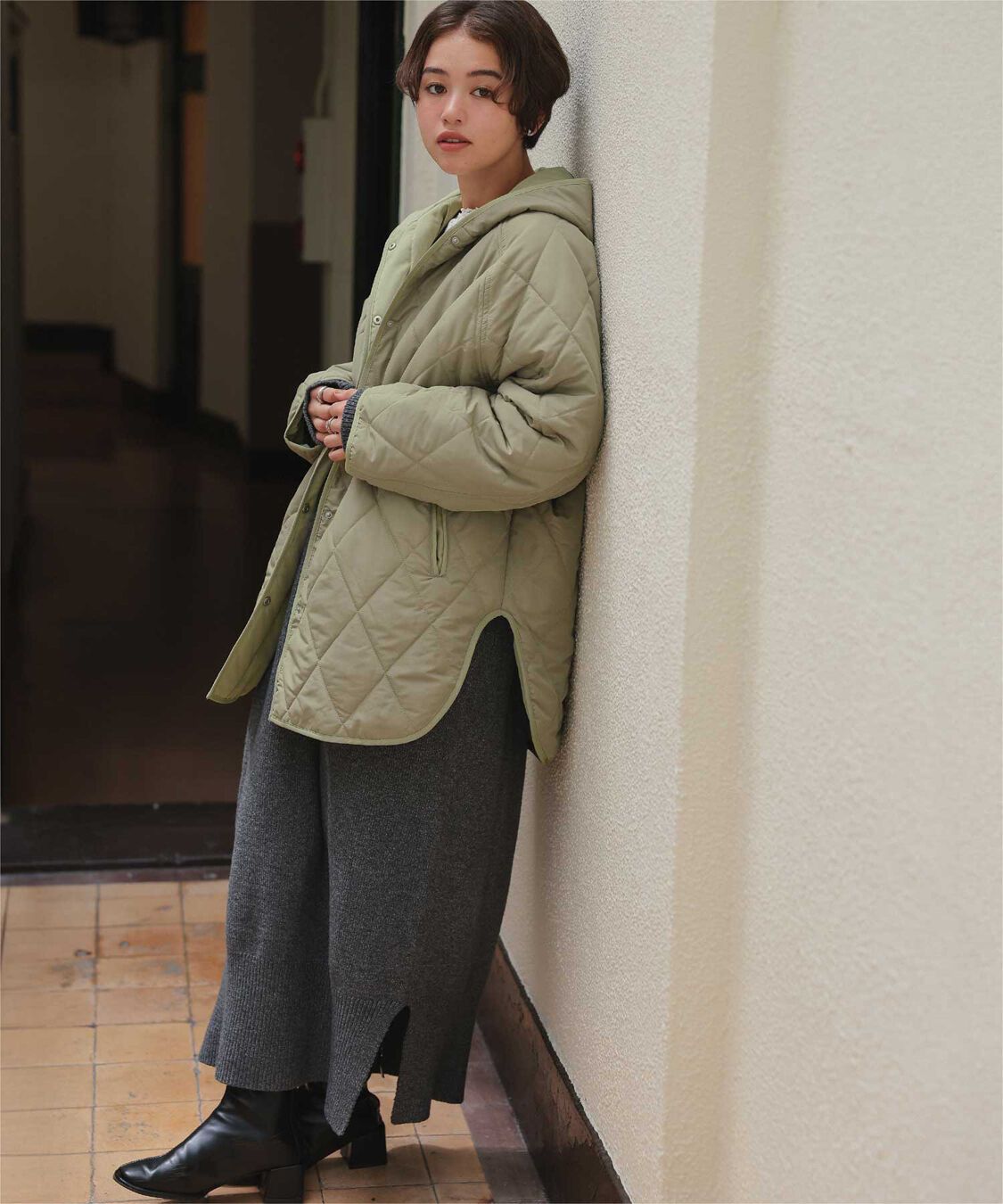 titivate「フーデットキルティングショートコート」|その他|