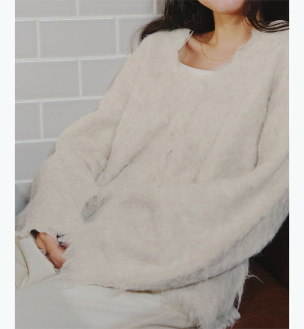 titivate「ブークレシャギーVネックカーディガン」|ニット・セーター|