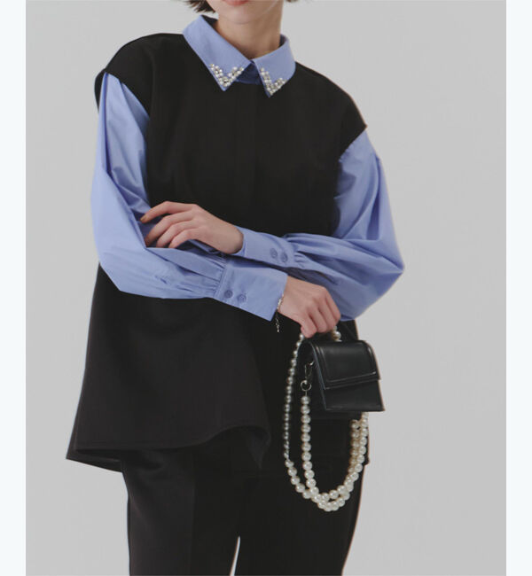 titivate「襟付ビジューシャツ」|シャツ・ブラウス|