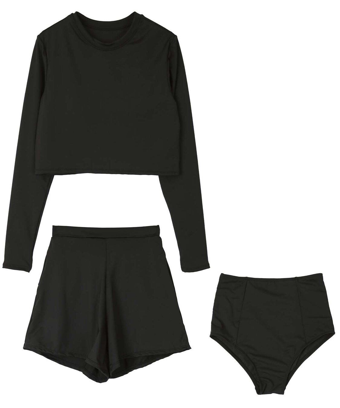 SEA DRESS「3点セット/ショートパンツ&times;カップ付長袖ビキニ/水着」|ビキニ|