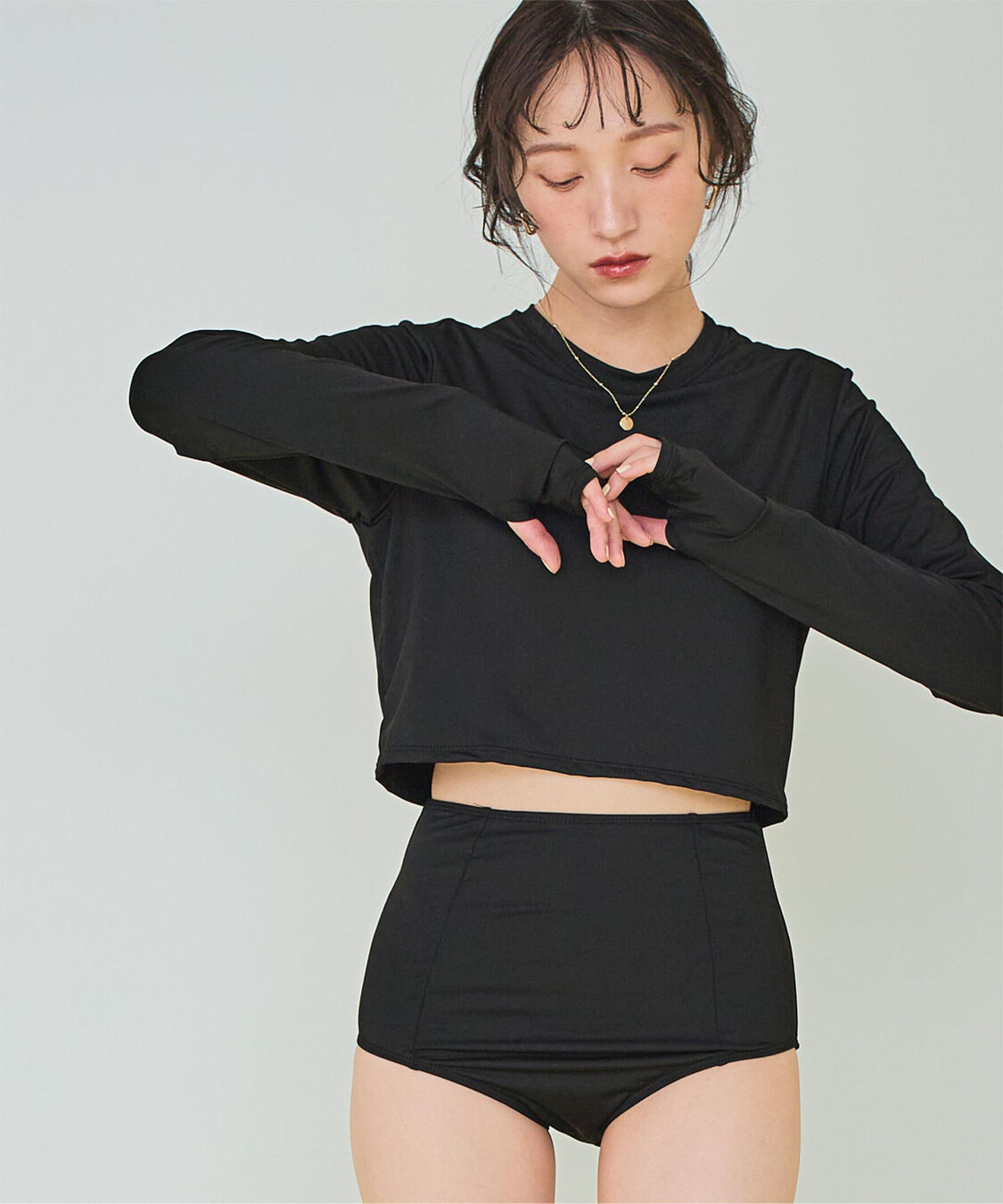 SEA DRESS「3点セット/ショートパンツ&times;カップ付長袖ビキニ/水着」|ビキニ|