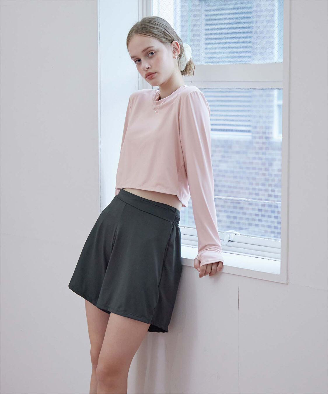 SEA DRESS「3点セット/ショートパンツ&times;カップ付長袖ビキニ/水着」|ビキニ|ピンク