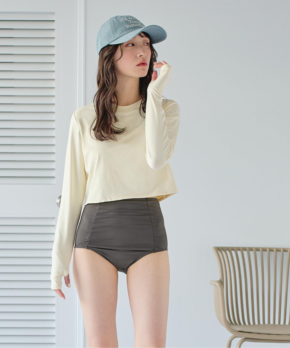 SEA DRESS「3点セット/ショートパンツ&times;カップ付長袖ビキニ/水着」|ビキニ|