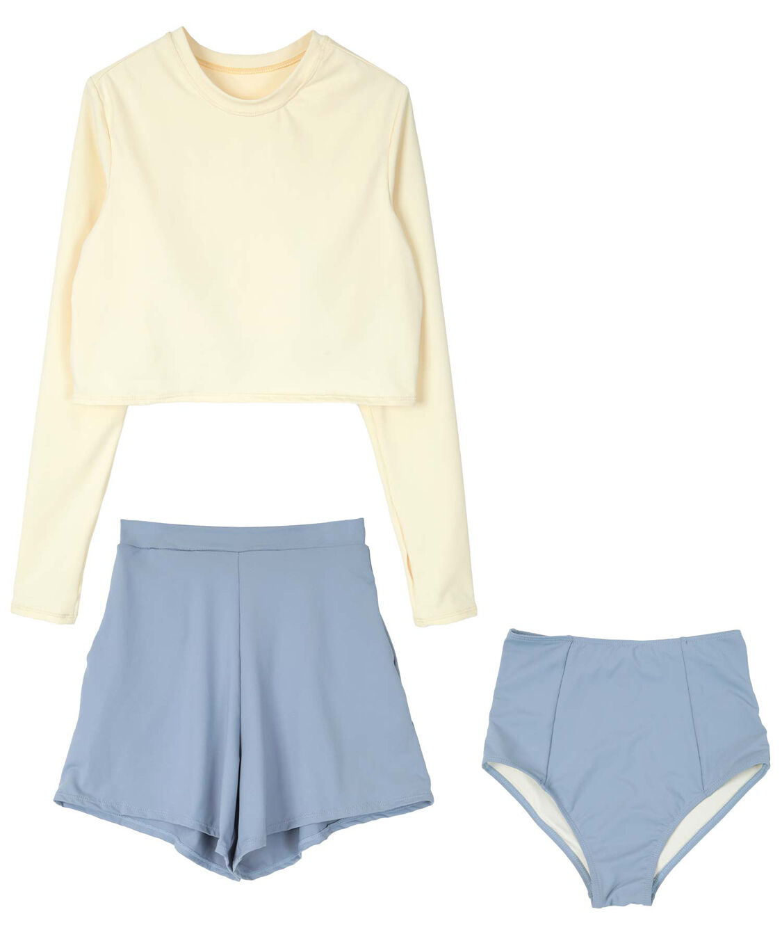 SEA DRESS「3点セット/ショートパンツ&times;カップ付長袖ビキニ/水着」|ビキニ|