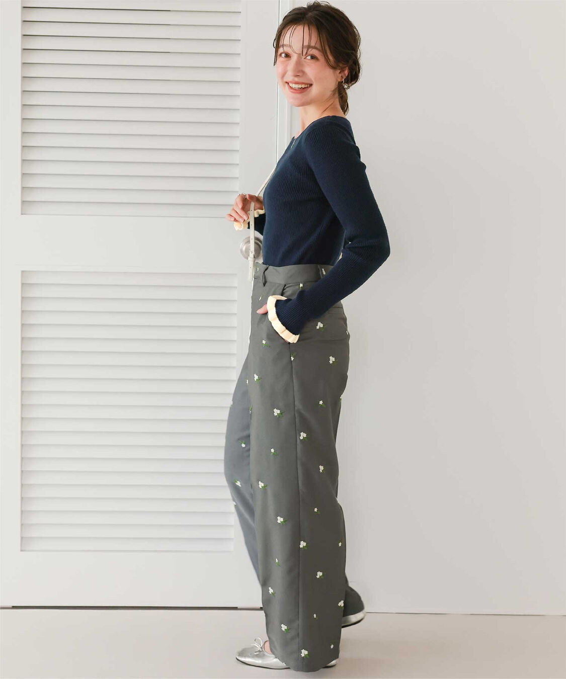 titivate「ふわっとタッチフリルスリーブリブニット」|ニット・セーター|