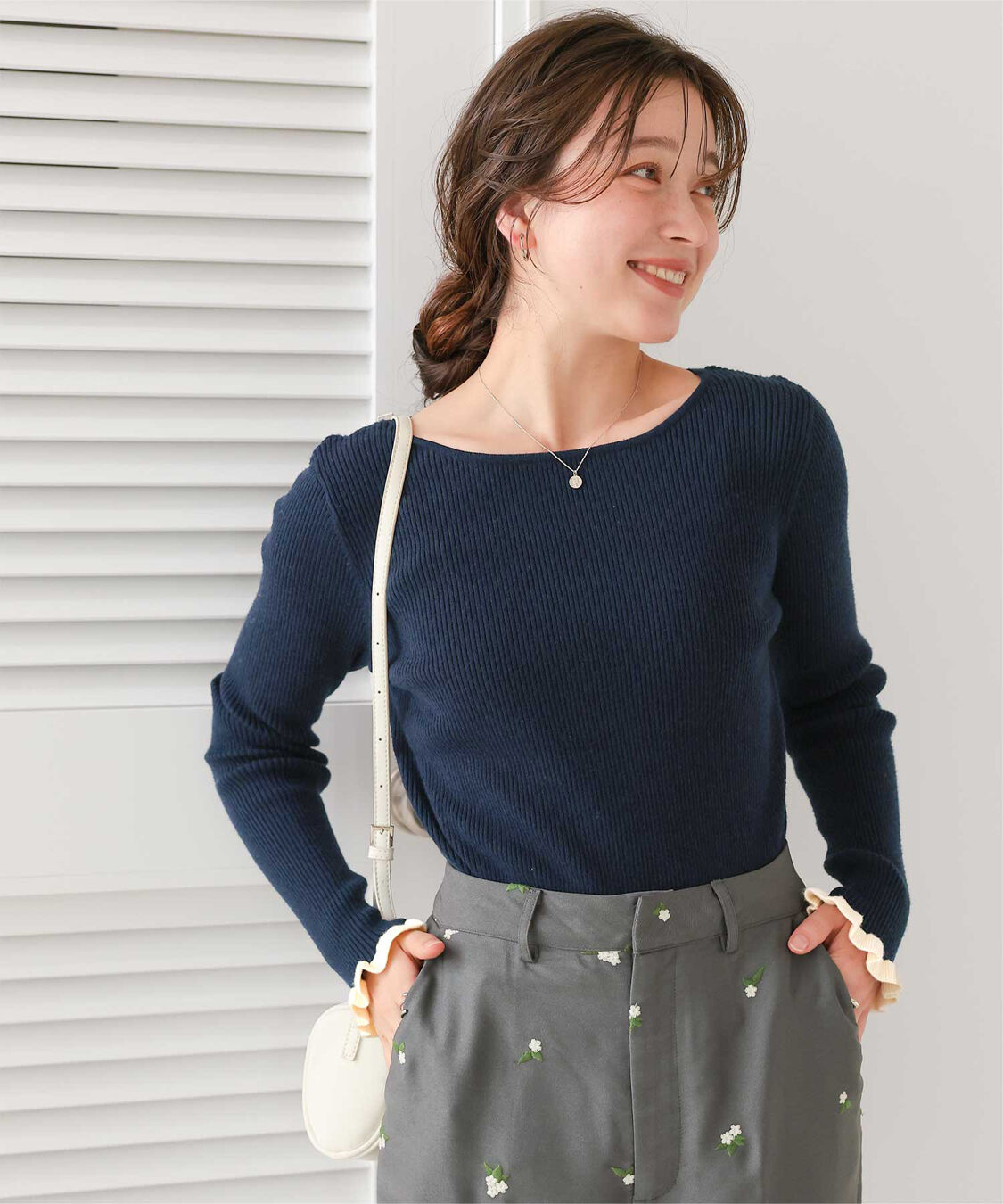 titivate「ふわっとタッチフリルスリーブリブニット」|ニット・セーター|