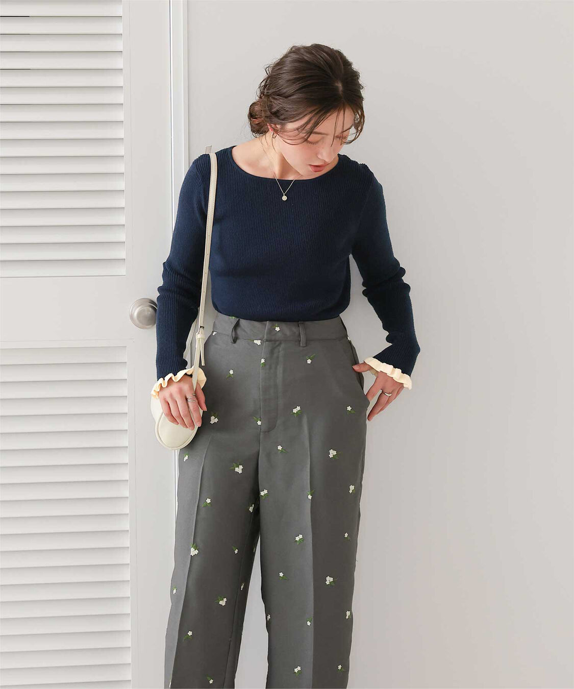 titivate「ふわっとタッチフリルスリーブリブニット」|ニット・セーター|