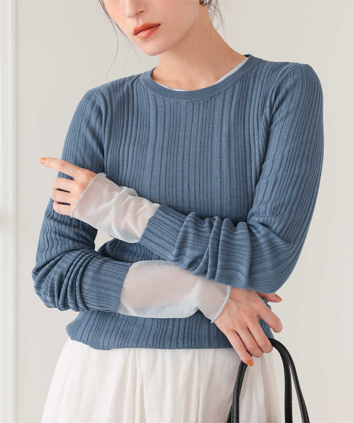 titivate「クルーネックランダムリブシアーニット」|ニット・セーター|