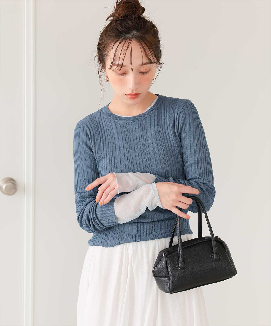 titivate「クルーネックランダムリブシアーニット」|ニット・セーター|