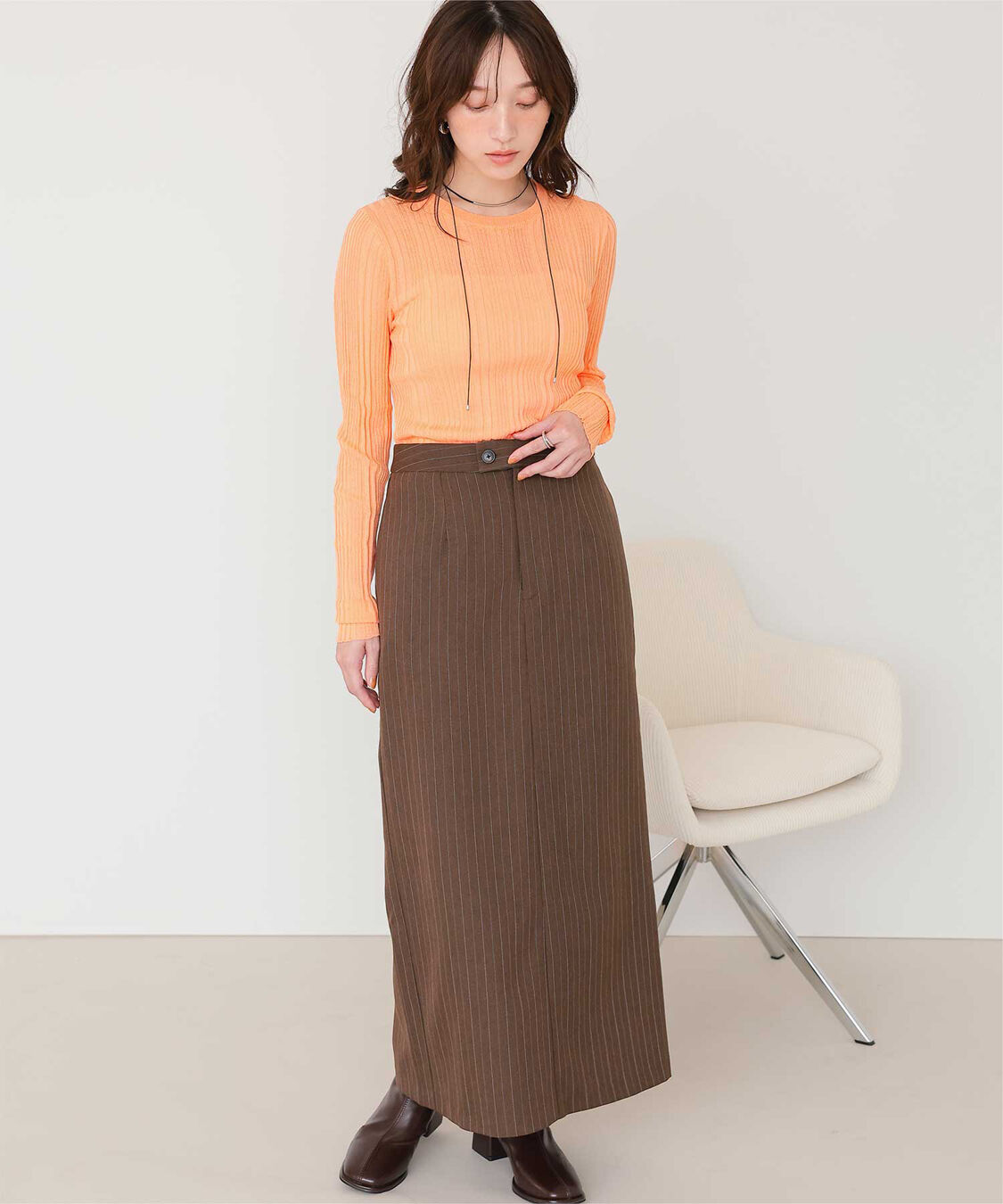 titivate「クルーネックランダムリブシアーニット」|ニット・セーター|