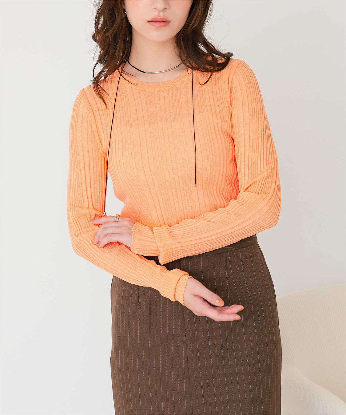 titivate「クルーネックランダムリブシアーニット」|ニット・セーター|