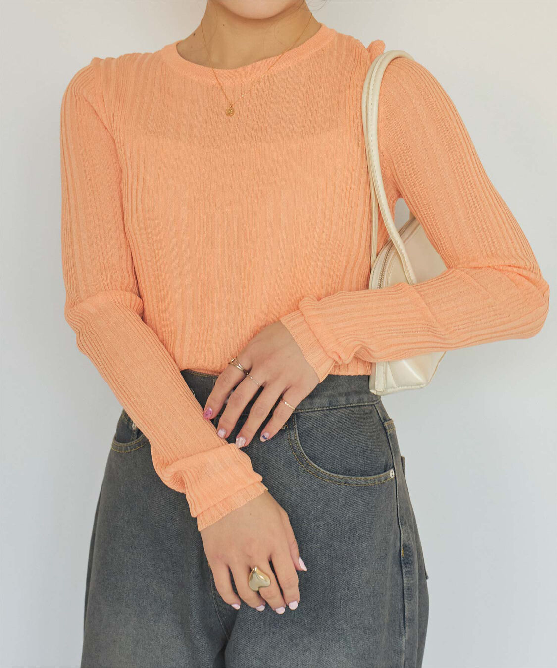 titivate「クルーネックランダムリブシアーニット」|ニット・セーター|