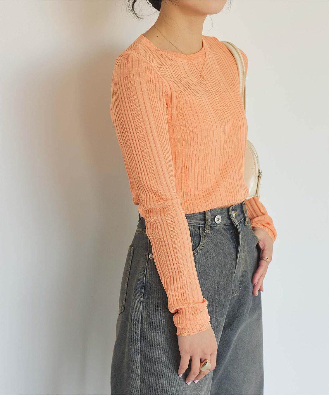 titivate「クルーネックランダムリブシアーニット」|ニット・セーター|