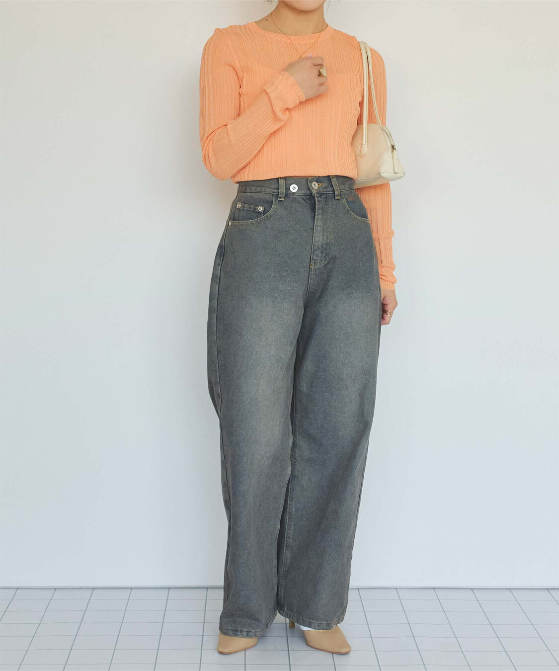 titivate「クルーネックランダムリブシアーニット」|ニット・セーター|