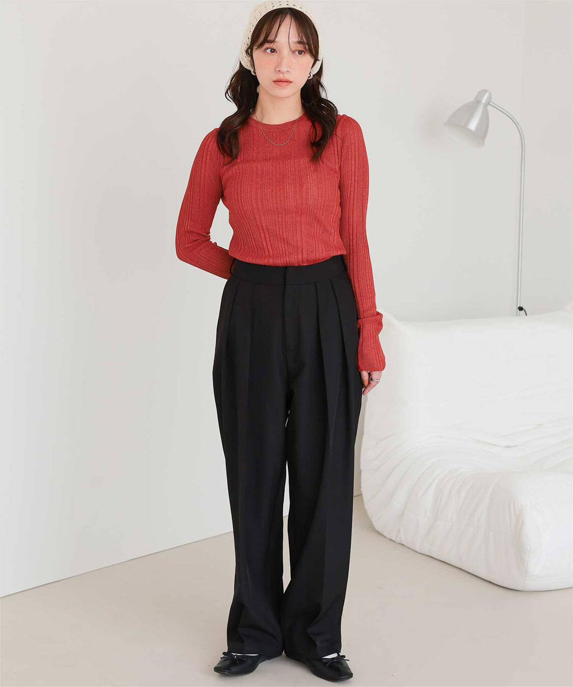 titivate「クルーネックランダムリブシアーニット」|ニット・セーター|