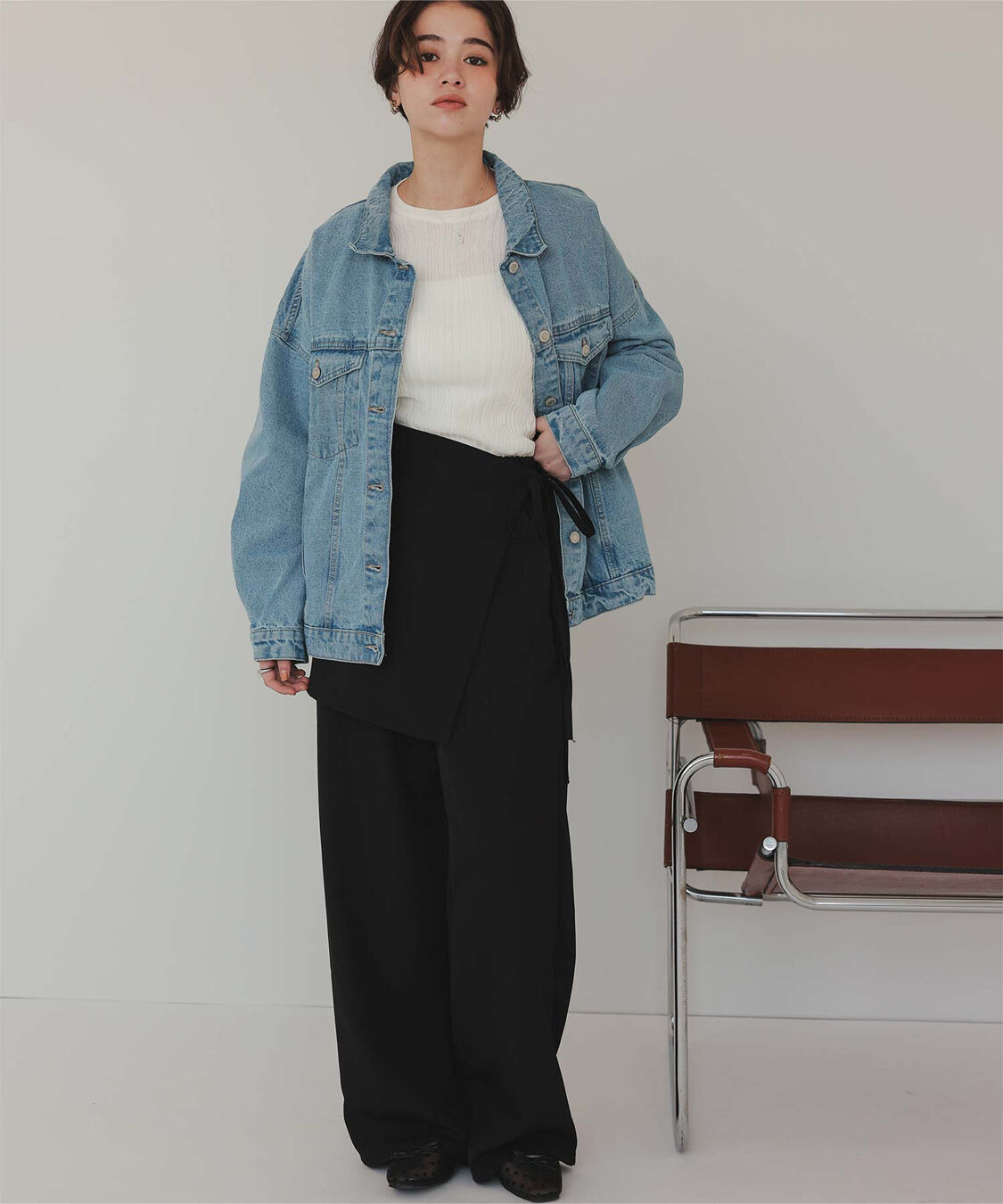 titivate「クルーネックランダムリブシアーニット」|ニット・セーター|