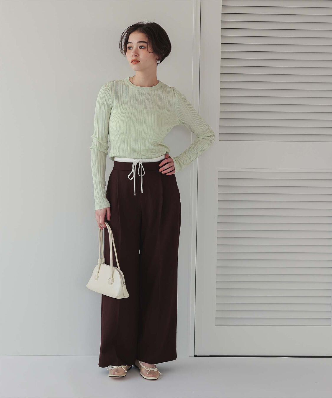 titivate「クルーネックランダムリブシアーニット」|ニット・セーター|