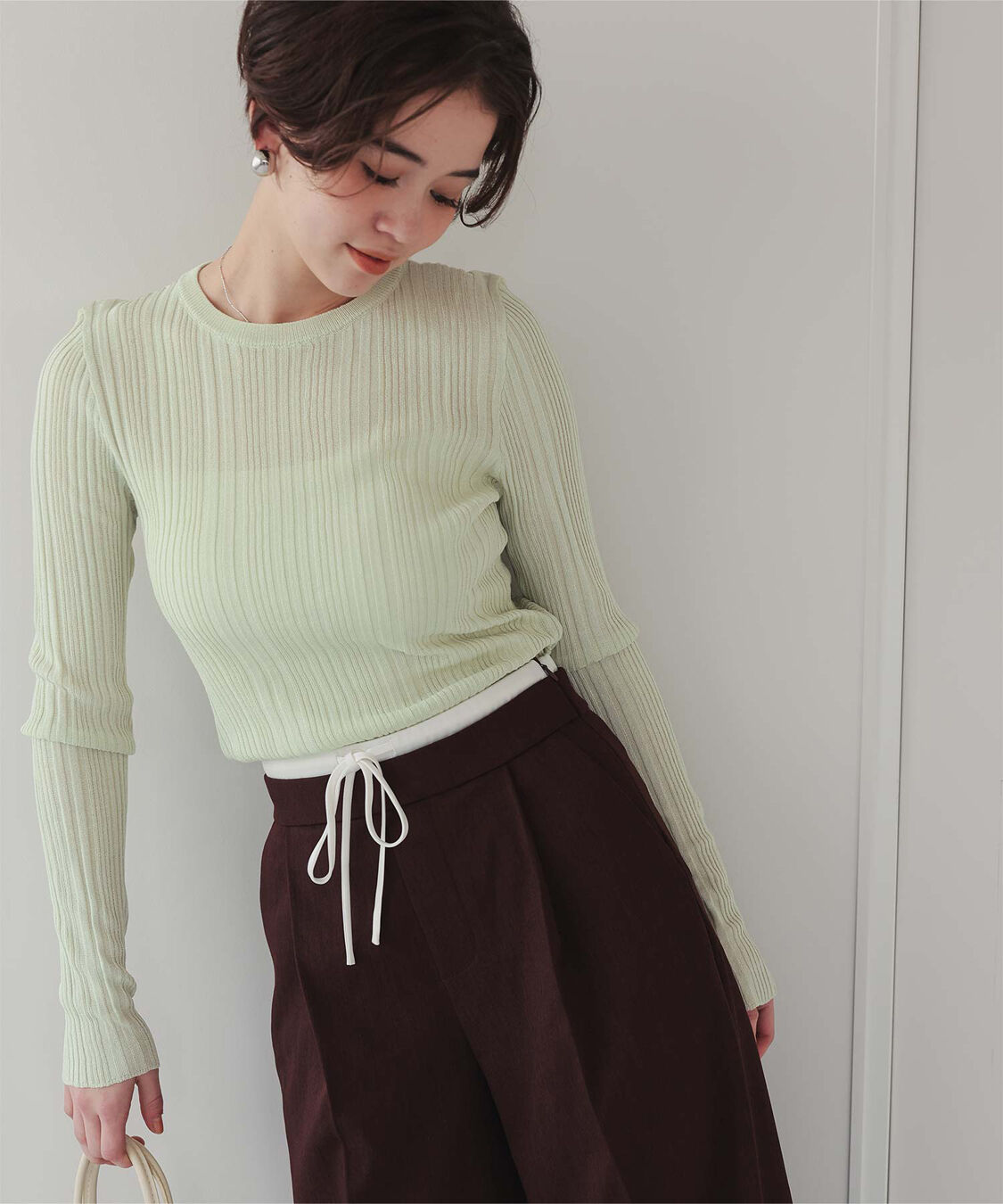 titivate「クルーネックランダムリブシアーニット」|ニット・セーター|