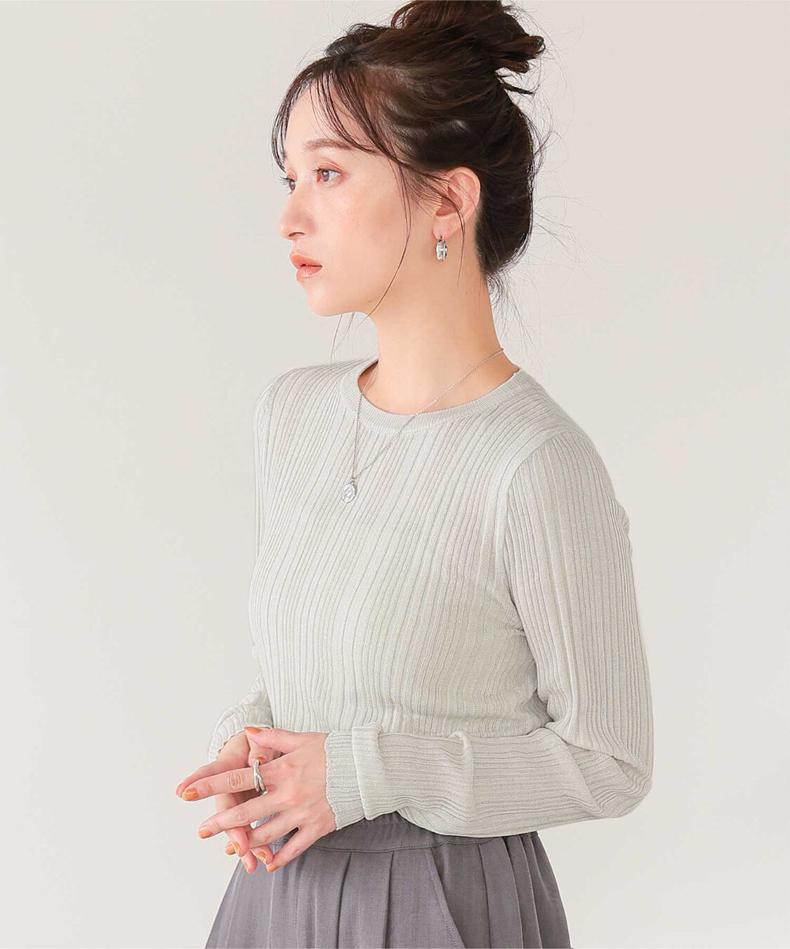 titivate「クルーネックランダムリブシアーニット」|ニット・セーター|