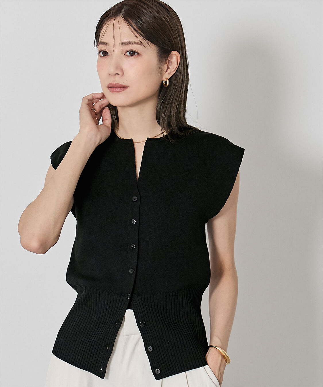 ur's「ウエストシェイプキーネックニット」|ニット・セーター|