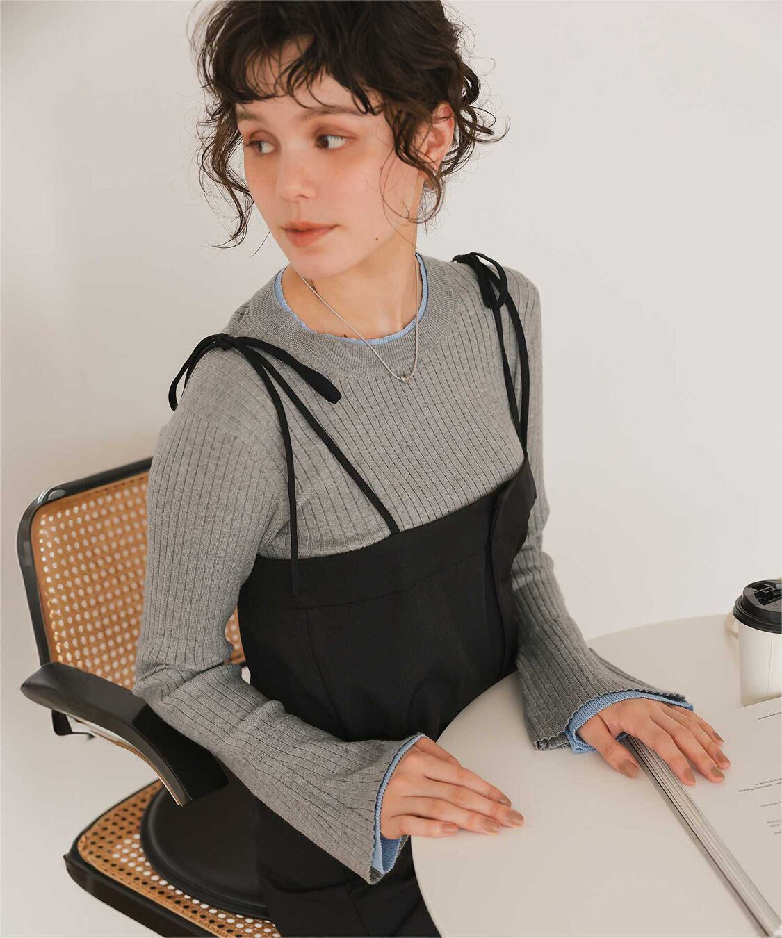 titivate「配色シアードッキングフレアスリーブリブニット」|ニット・セーター|