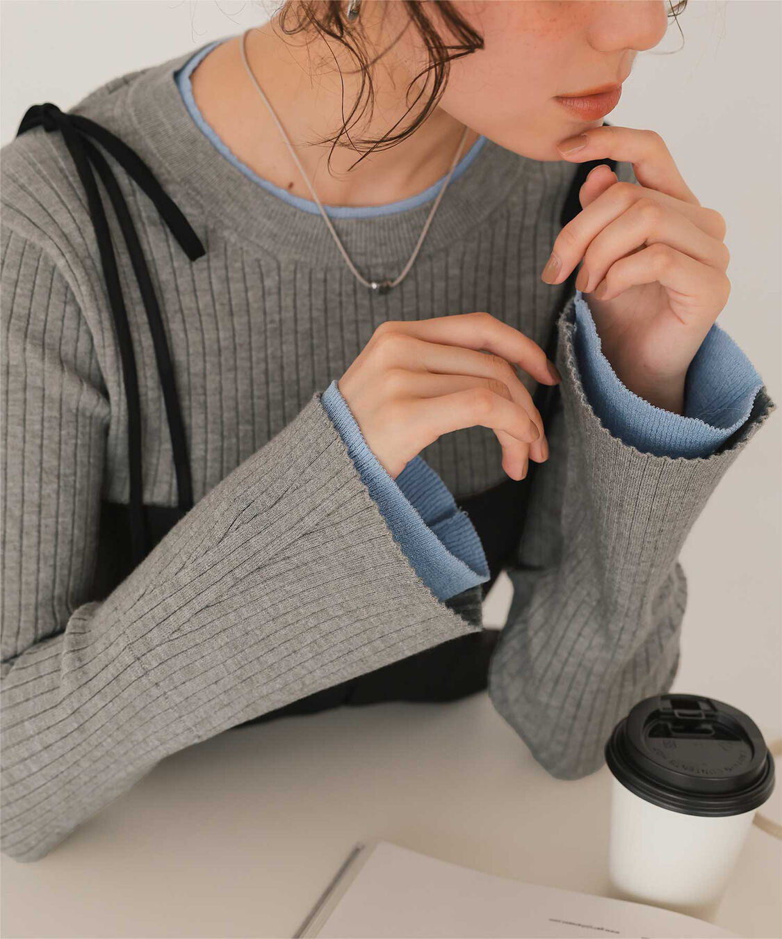 titivate「配色シアードッキングフレアスリーブリブニット」|ニット・セーター|