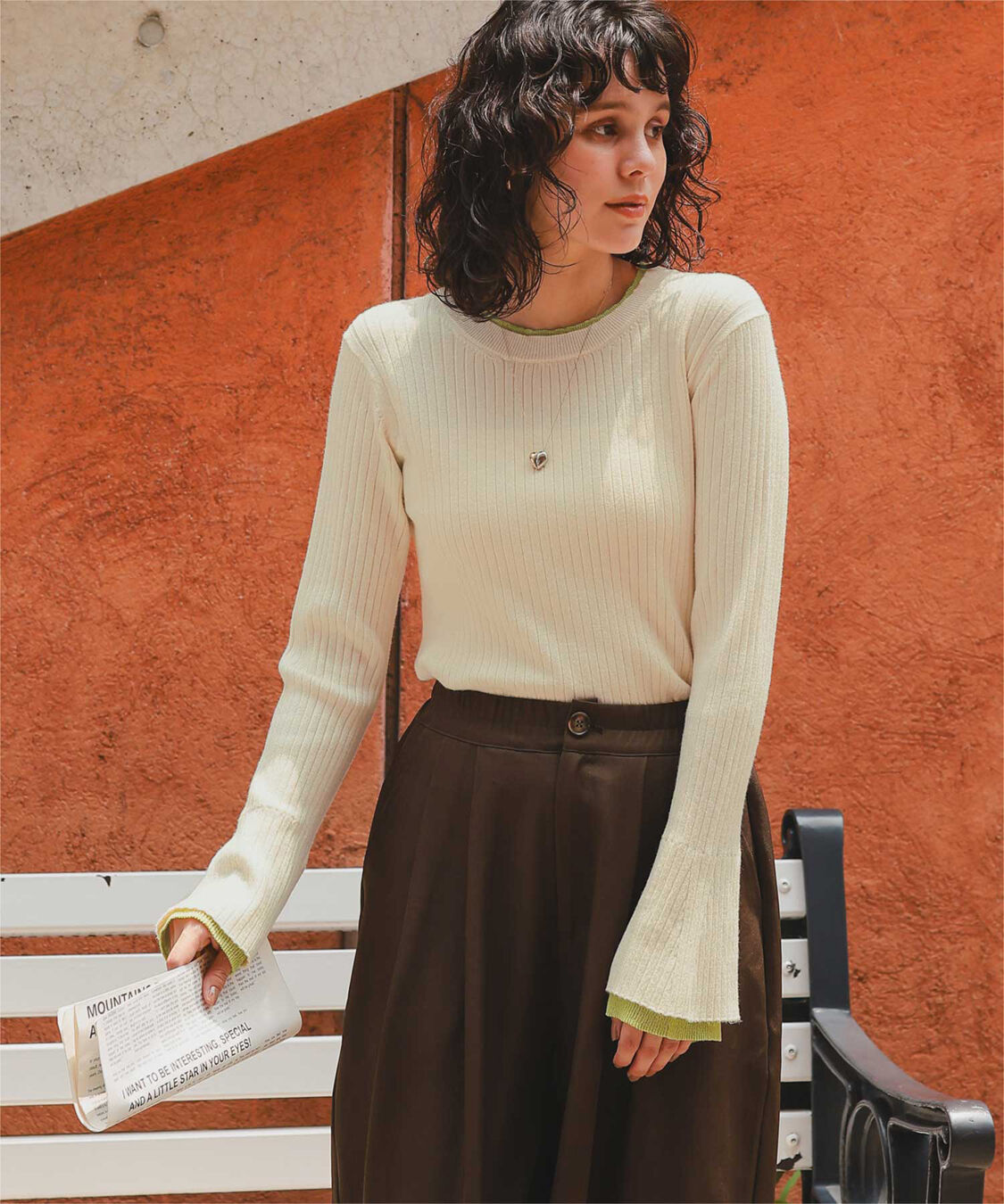 titivate「配色シアードッキングフレアスリーブリブニット」|ニット・セーター|