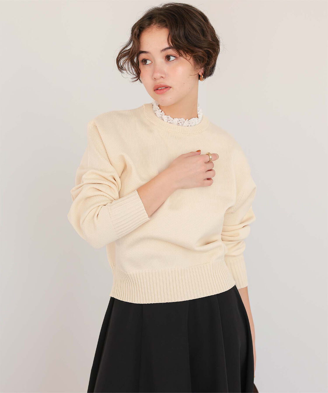 titivate「襟付きニットプルオーバー」|ニット・セーター|アイボリー2