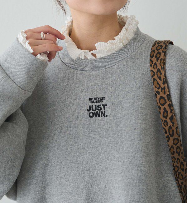  「裏ボアロゴ刺繍スウェット」|プルオーバー|グレー