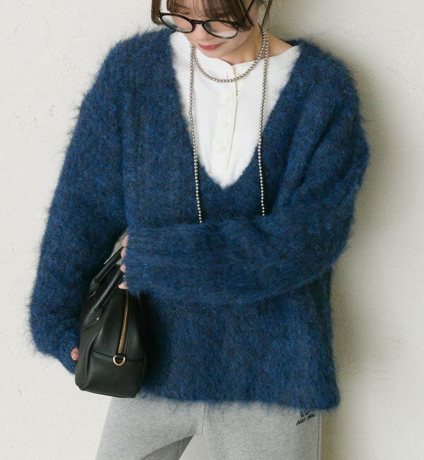  「起毛Vネックニットプルオーバー」|キャミソール|