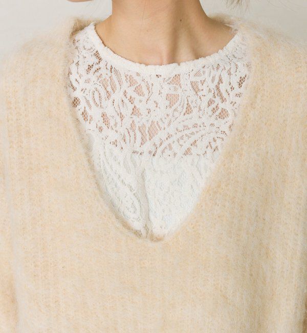  「起毛Vネックニットプルオーバー」|キャミソール|