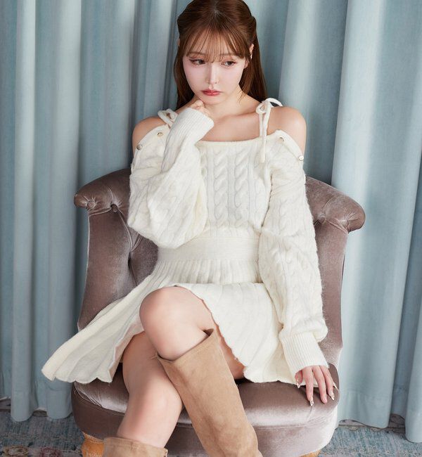  「ケーブルニットミニワンピ」|ワンピース|