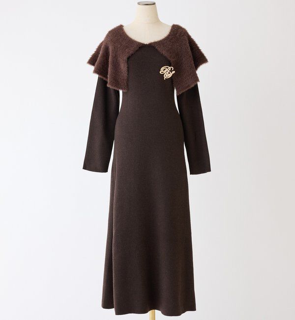  「ブローチ付きニットワンピース」|ワンピース|