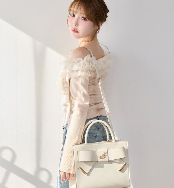  「【WEB限定】リボンモチーフトートバッグ／ショルダーにもなる」|ショルダー・メッセンジャー|