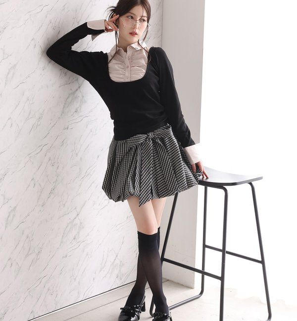  「【サイズ展開あり】バルーンミニスカート／パッチつき」|スカート|