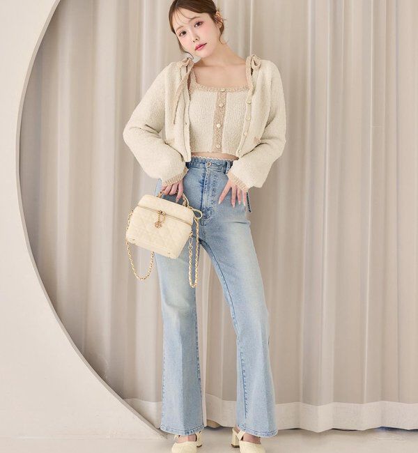  「【セットアップ可能】肩リボン配色ビスチェ」|ニット・セーター|