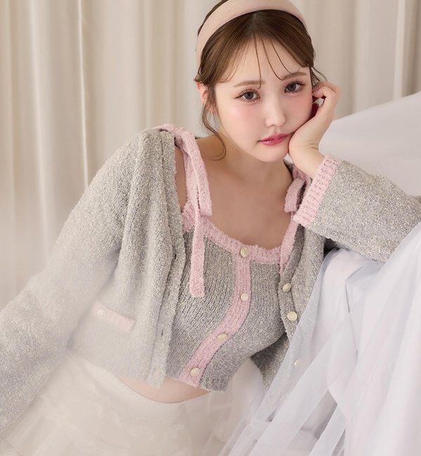  「【セットアップ可能】金ボタン配色カーディガン」|ニット・セーター|