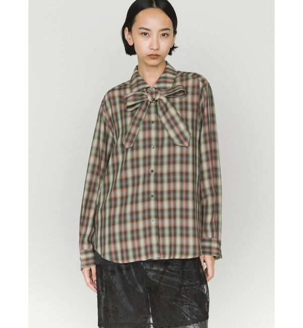 MIDIUMISOLID「MIDIUMISOLID for Ladies チェックレギュラーカラータイ付シャツ」|シャツ・ブラウス|