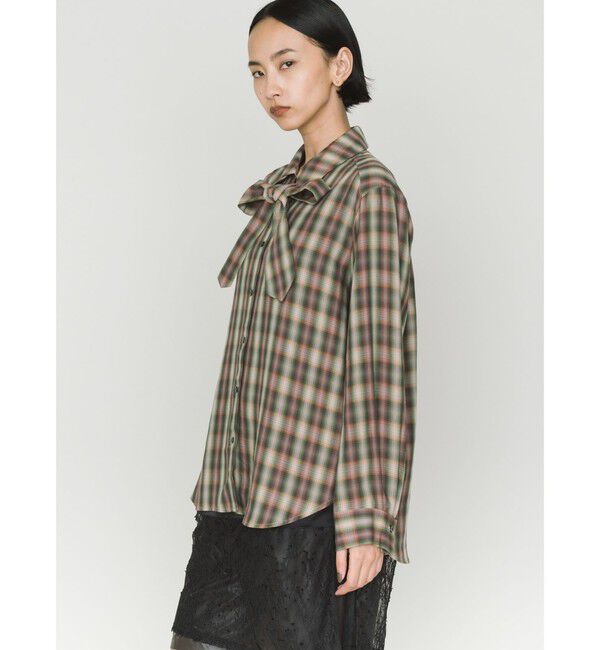 MIDIUMISOLID「MIDIUMISOLID for Ladies チェックレギュラーカラータイ付シャツ」|シャツ・ブラウス|