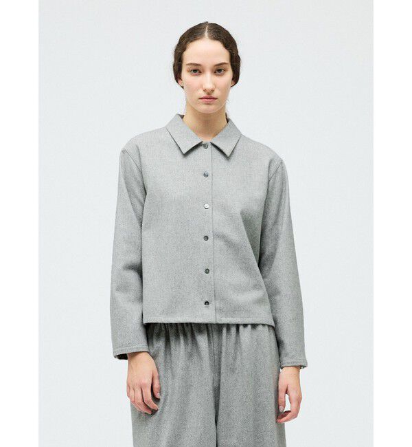 mizuiro ind「mizuiro ind ウールブレンドベーシックシャツ」|シャツ・ブラウス|ライトグレー