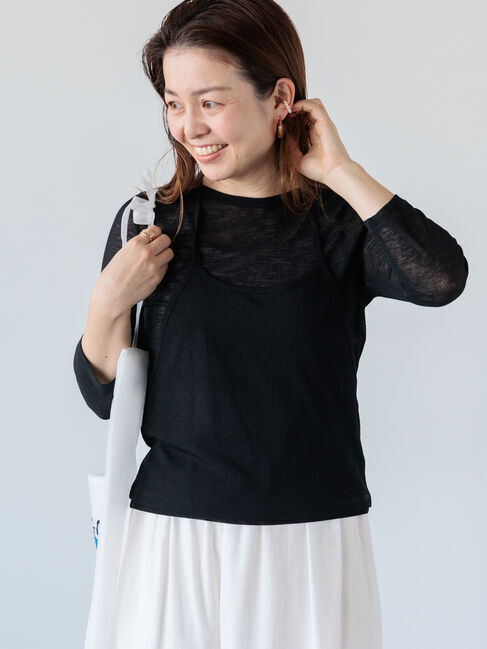 Lugnoncure「シアースラブレイヤードセットトップス」|Tシャツ・カットソー|ブラック